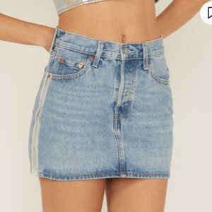 Levi's Women's Shine Theory Icon Light Wash Mid Rise Mini Denim Skirt